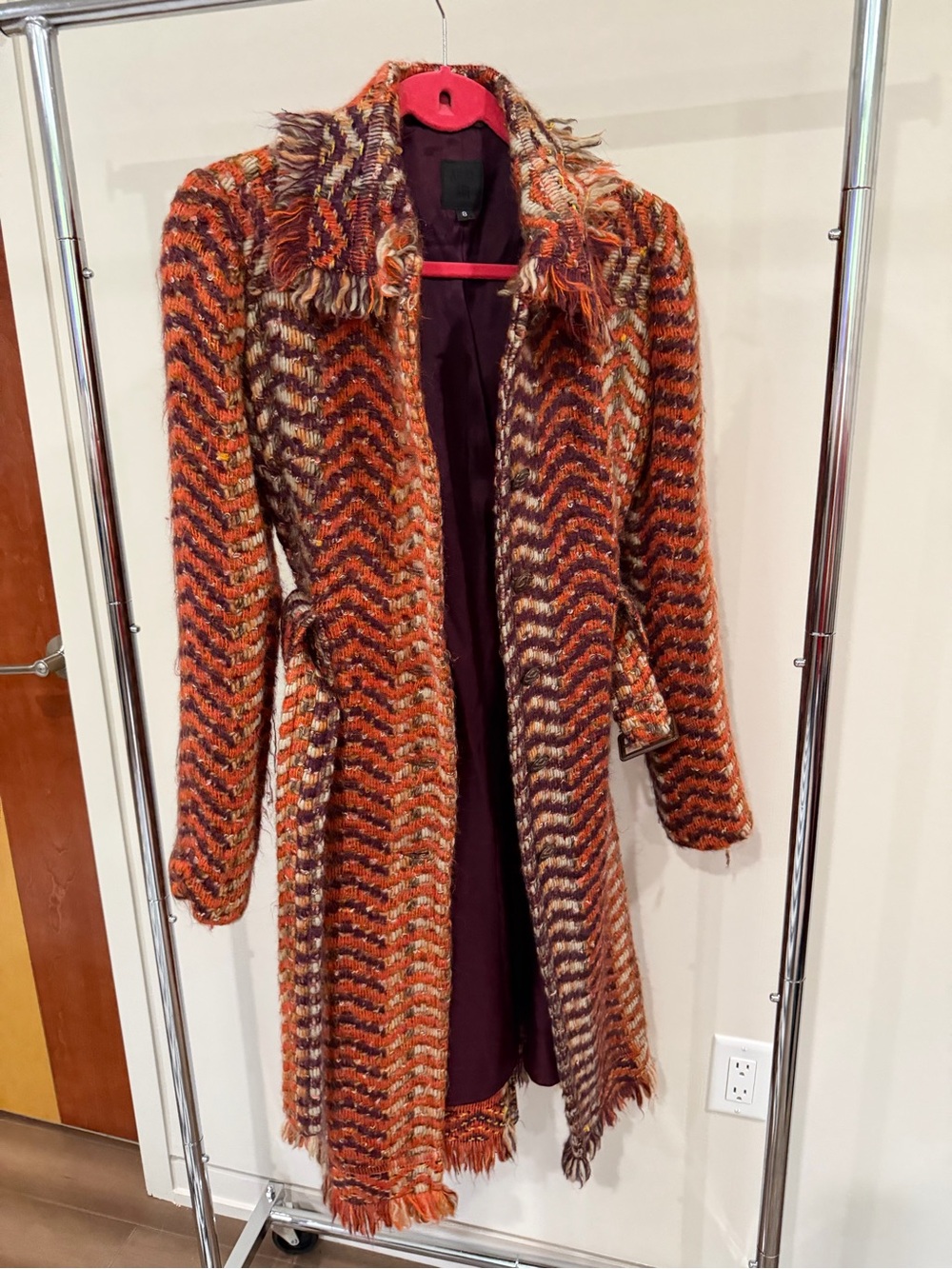 Anna Sui Fall 2006 Burnt Orange Woven Wool Coat RARE size 8 - Picture 13 of 15